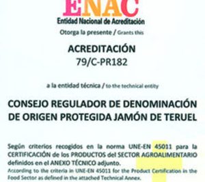 El consejo de la D.O.P. Jamón de Teruel recibe el certificado ENAC