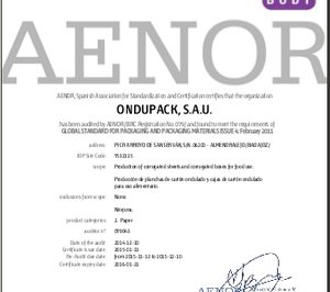 Ondupack consigue la certificación BRC/IOP en embalajes de Alto Riesgo