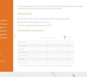 Pernod Ricard Bogegas publica información nutricional de sus vinos