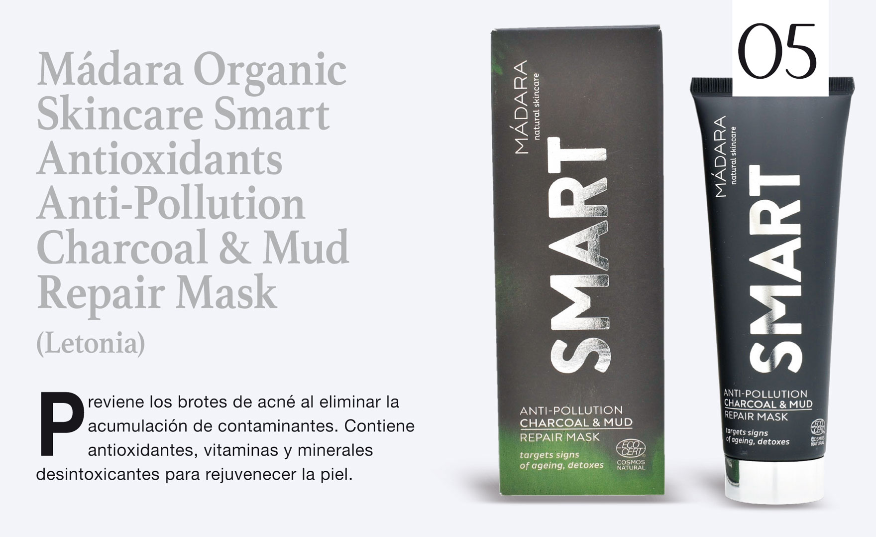 Mádara Organic Skincare Smart Antioxidants Anti-Pollution Charcoal & Mud Repair Mask