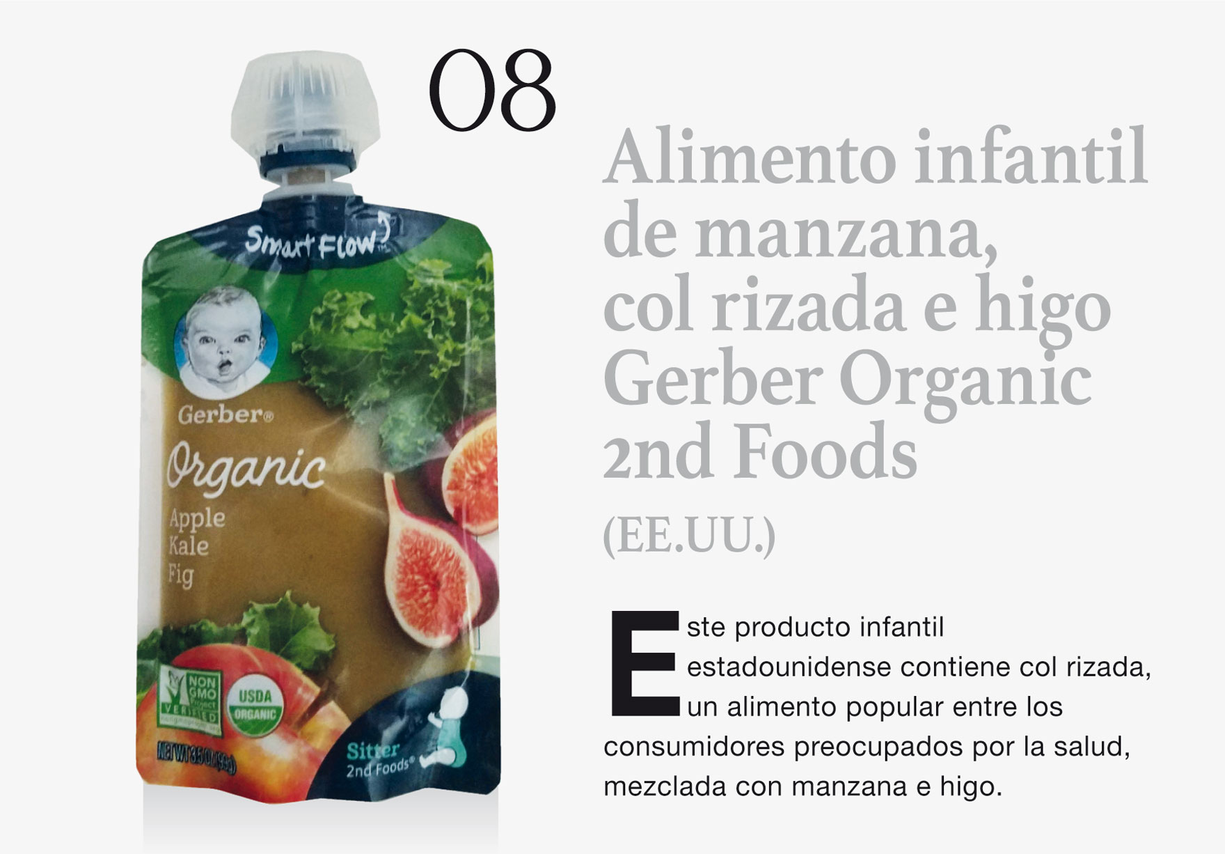 Alimento infantil de manzana, col rizada e higo Gerber Organic 2nd Foods
