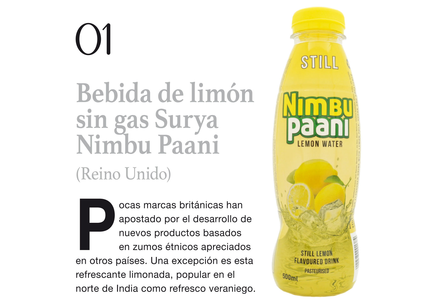Bebida de limón sin  gas Surya Nimbu Paani (Reino Unido)