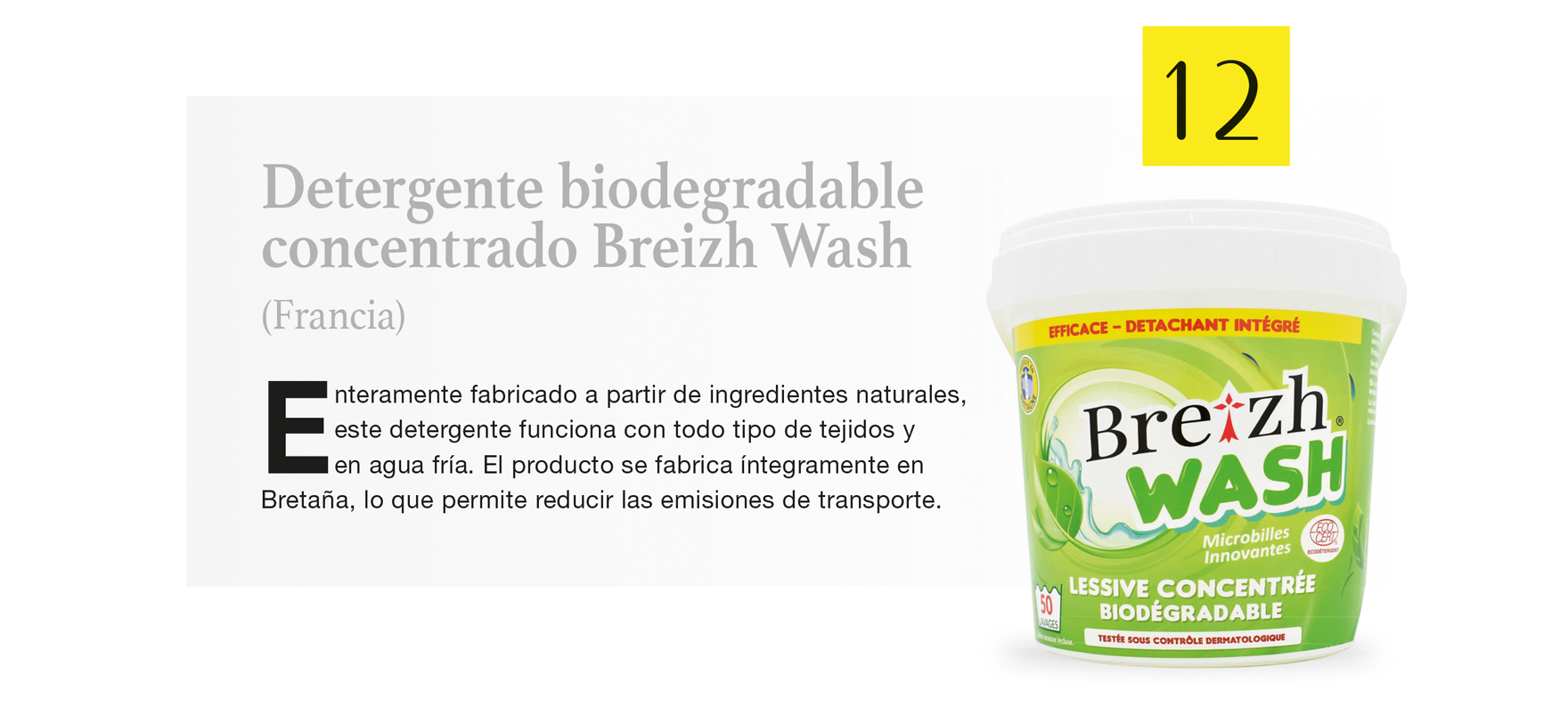 Detergente biodegradable concentrado Breizh Wash (Francia)