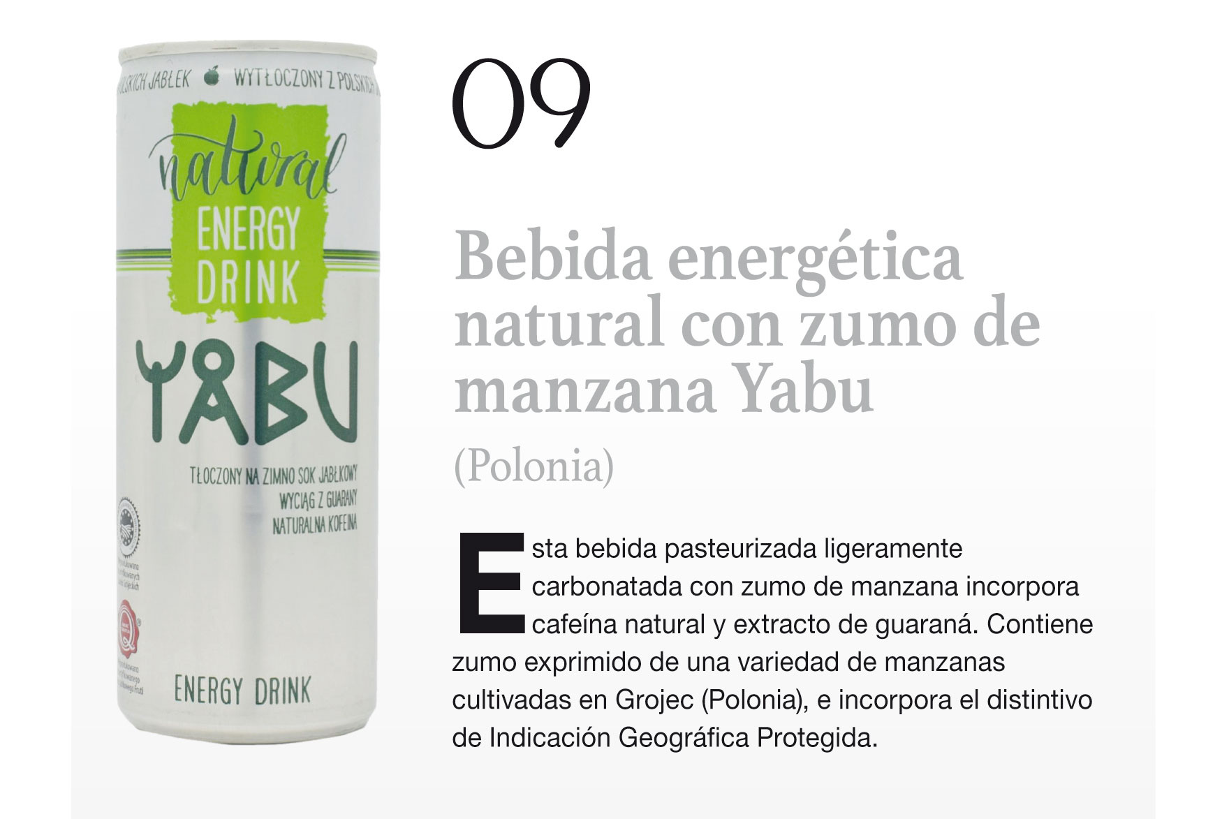 Bebida energética natural con zumo de manzana Yabu (Polonia)