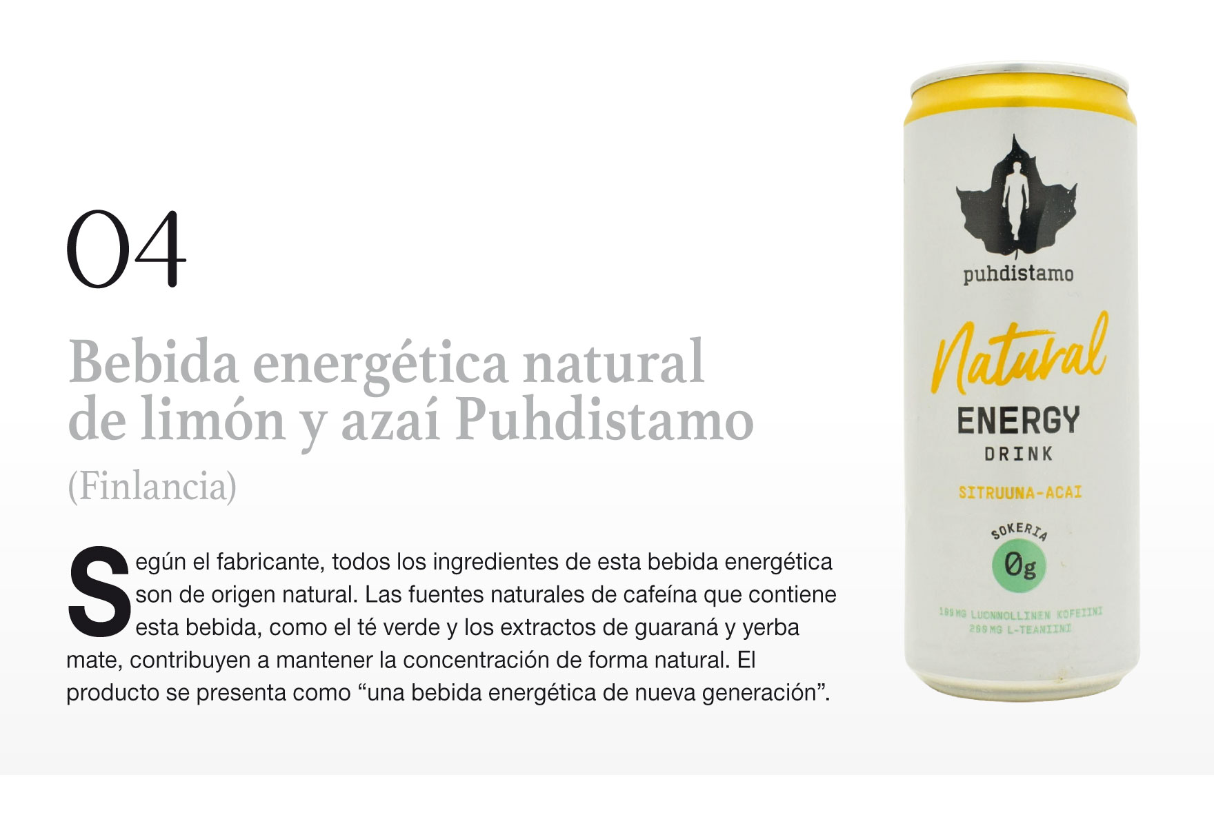 Bebida energética natural de limón y azaí Puhdistamo (Finlancia)