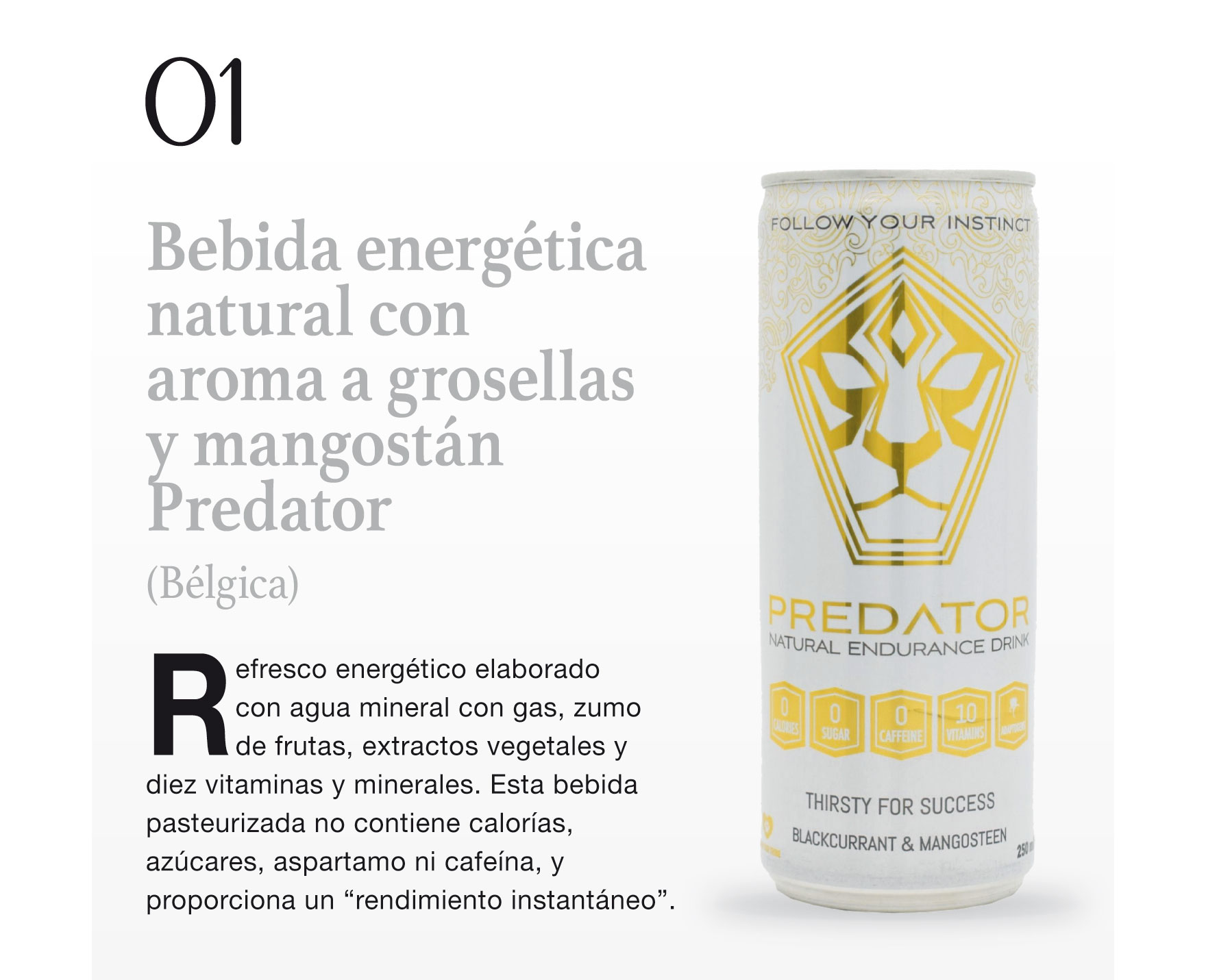 Bebida energética natural con aroma a grosellas y mangostán Predator (Bélgica)