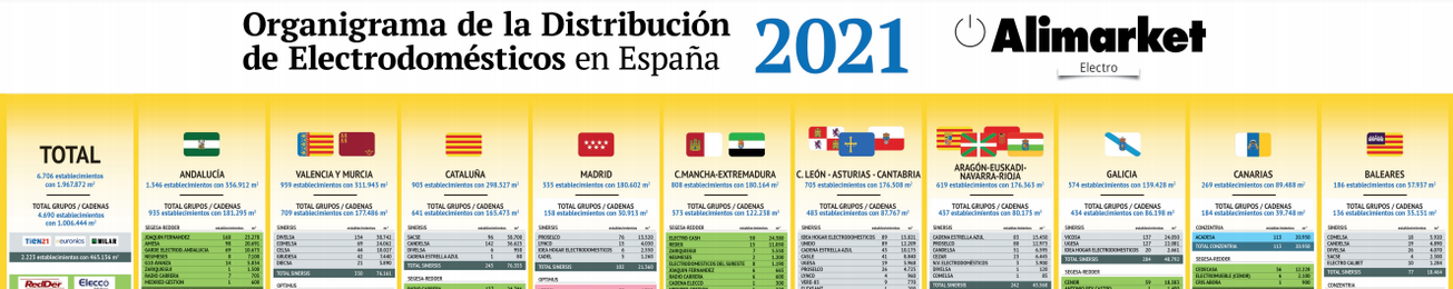 Informe 2021 del sector de Distribución minorista de Electrodomésticos por superficie en España