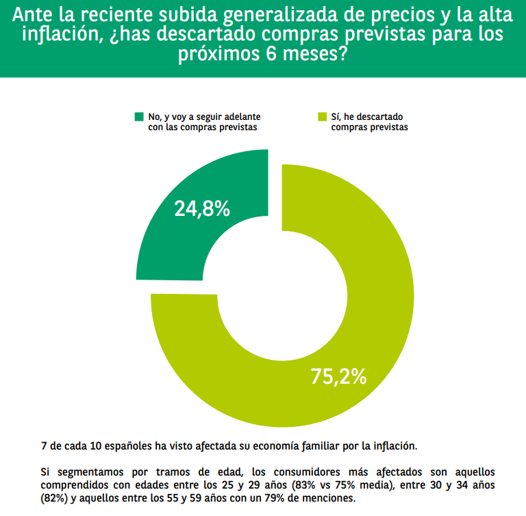El 75% de los españoles descarta realizar compras previstas debido a la inflación