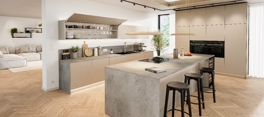 Häfele presenta una nueva línea de herrajes para puertas de muebles altos abatibles