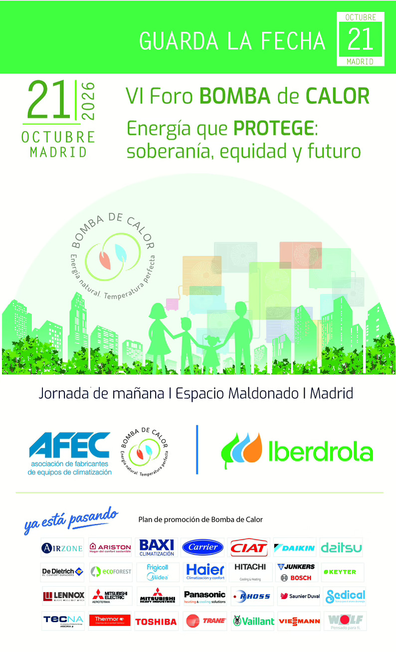AFEC convoca el VI Foro de Bomba de Calor 2026