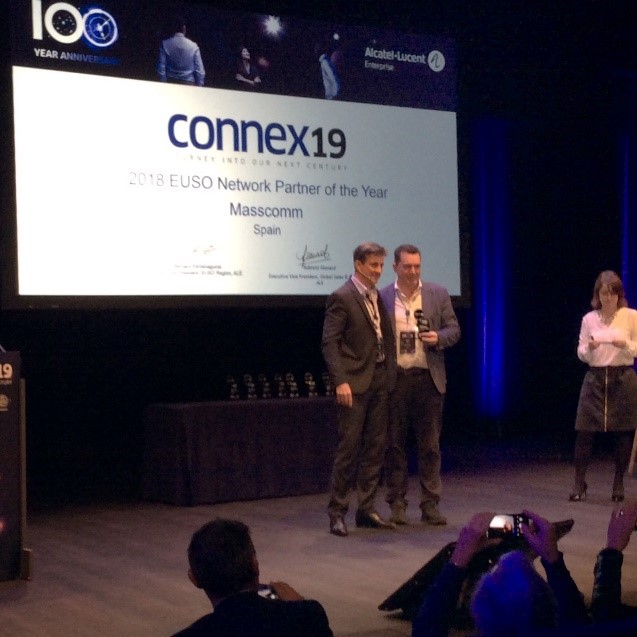Masscomm recibe el premio internacional Networking Partner del año zona EUSO por Alcatel-Lucent Enterprise en el evento “Connex 19”.